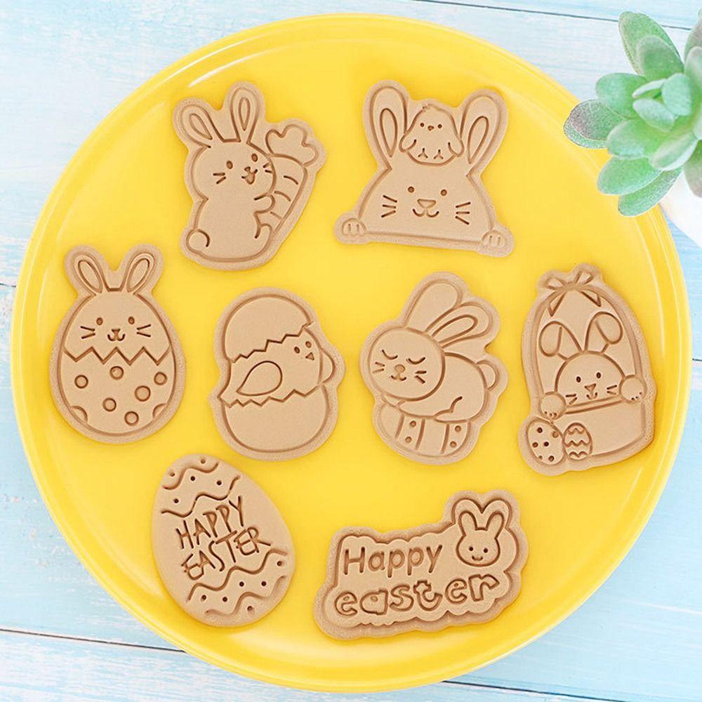 Top 8pcs/set 3D Kelinci Paskah DIY Pastry Menghias Cetakan Kue Plastik Cookie Cutter