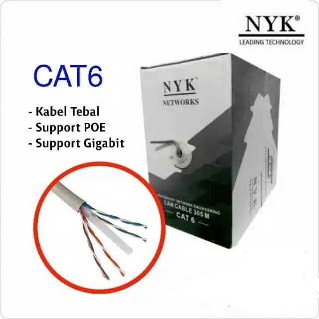 CABLE lan roll cat 6 nyk / internet jaringan cat 6 roll 305M