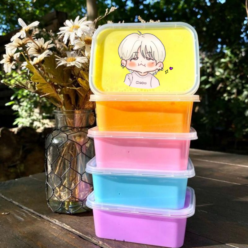 Slime bts bt21 dua warna jungkook v rm jin jimin suga jhope mainan edukasi anak warna warni Bening M
