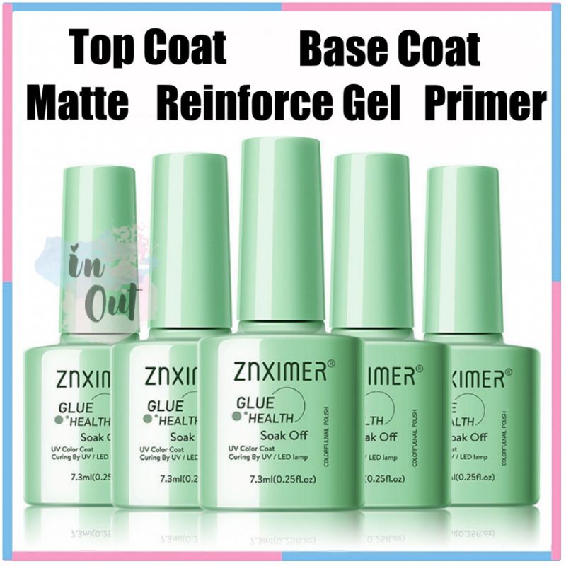 ZNXIMER Top Coat Base Coat Reinforce Gel Matte Primer cat kuku 7.3ml kutek kuku UV Nail