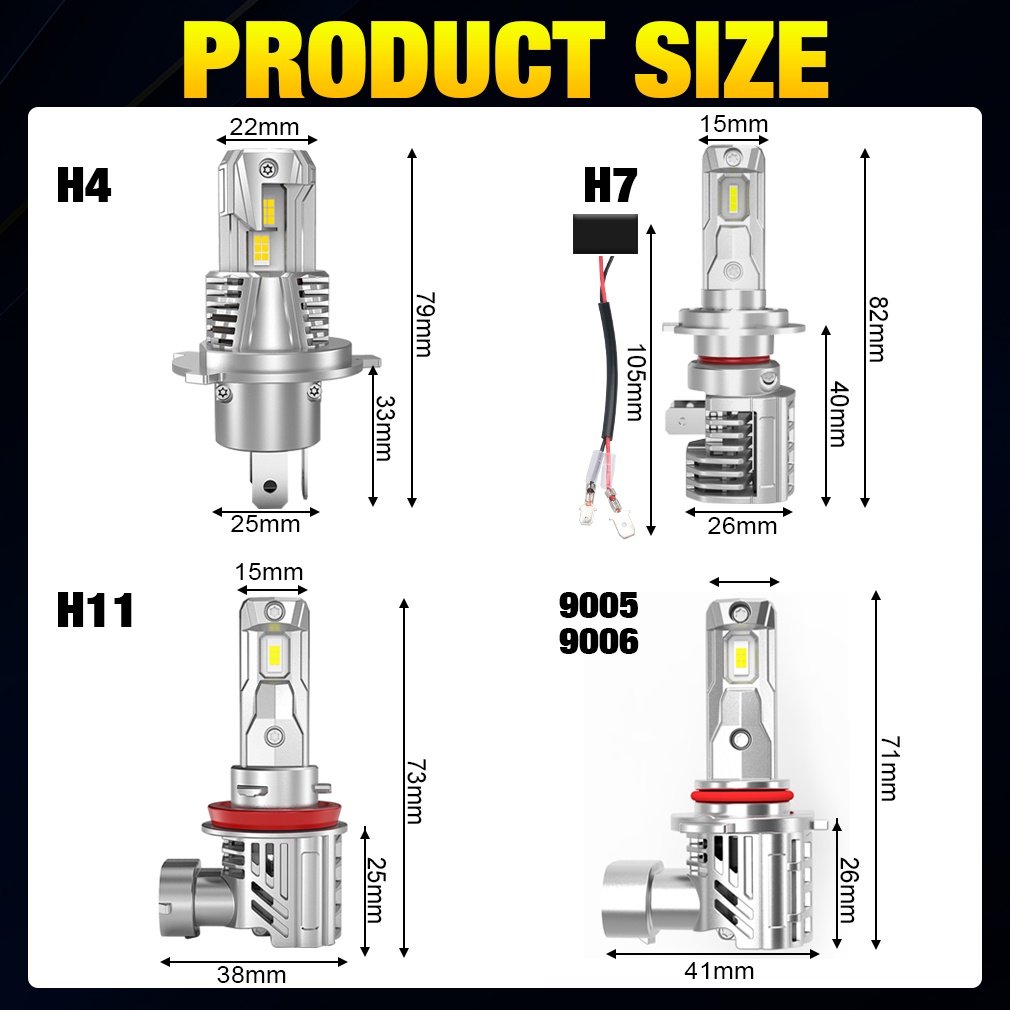 2pcs Lampu Depan Mobil LED Canbus H8 H11 30000LM 100W High Power 9012 H4 Hilo Beam 6500K 9005 9006 HB3 HB4