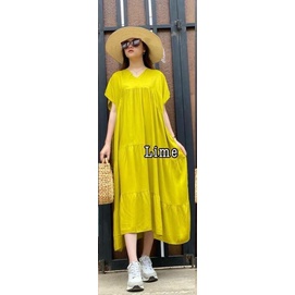 Dress Susun Pendek Masayu Bahan Rayon Motif Polos Wanita Kekinian