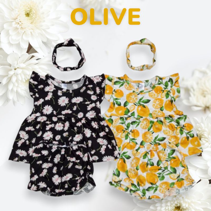 0 - 18bln 3in1 setelan OLIVE dress bayi baju anak cewek setelan bayi setelan baby