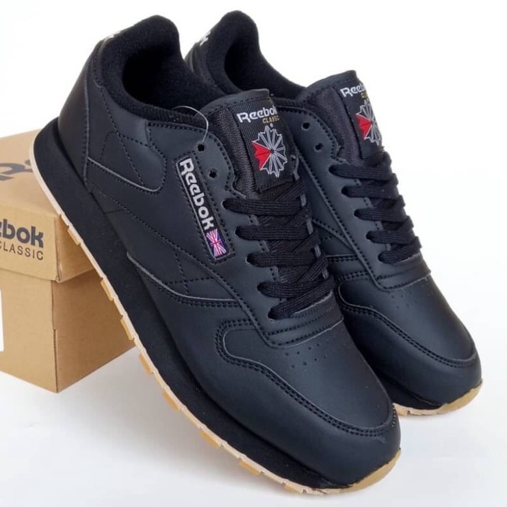SEPATU REEBOK CLASSIC LEATHER BLACK GUM PREMIUM MIRROR BNIB VIETNAM IMPORT SNEAKERS PRIA OLAHRAGA RU