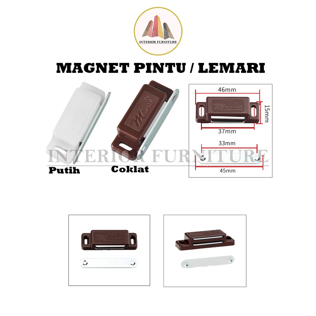 Magnet Pintu Lemari Laci Kotak Coklat Putih Besi / Magnet Pintu Kayu Isi 1 Pcs...