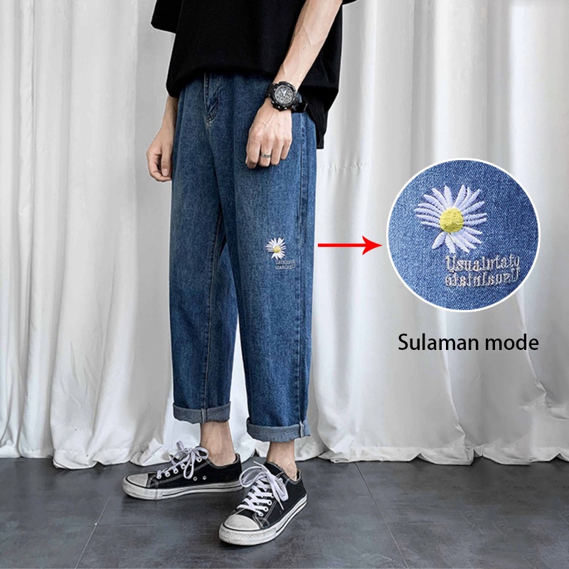 (Promosi)Celana jeans korean style pria baggy pants celana Straight jeans longgar pria remaja celana pria lurus celana kulot celana jeans pria