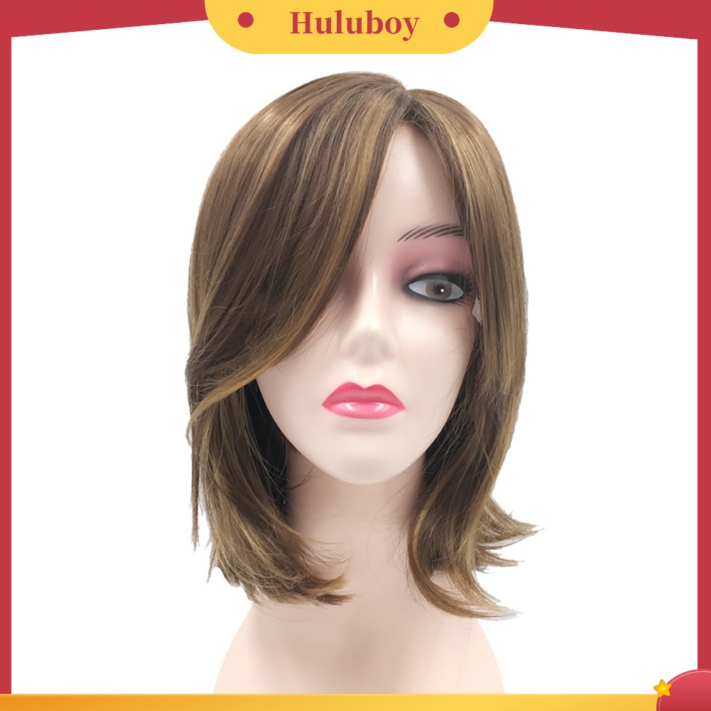 Wig Rambut Sintetis Model Panjang Sebahu Warna Campur Untuk Wanita