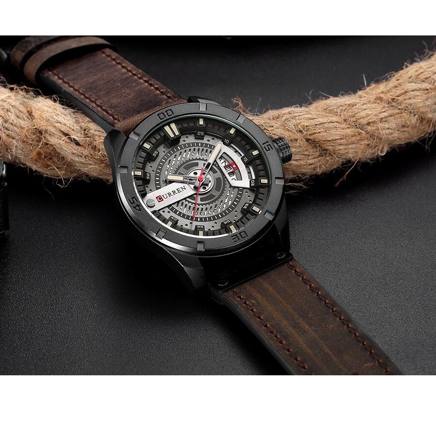 VD CURREN 8301 Jam Tangan Pria Analog Tali Kulit Chronograph Aktif CURRENOS ✱ ✱ '