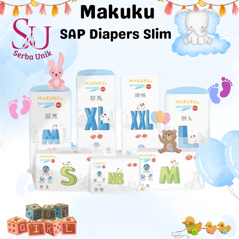 Makuku Sap Diapers Slim S38 | M36 | M32 | L34 | XL32 | Popok Bayi