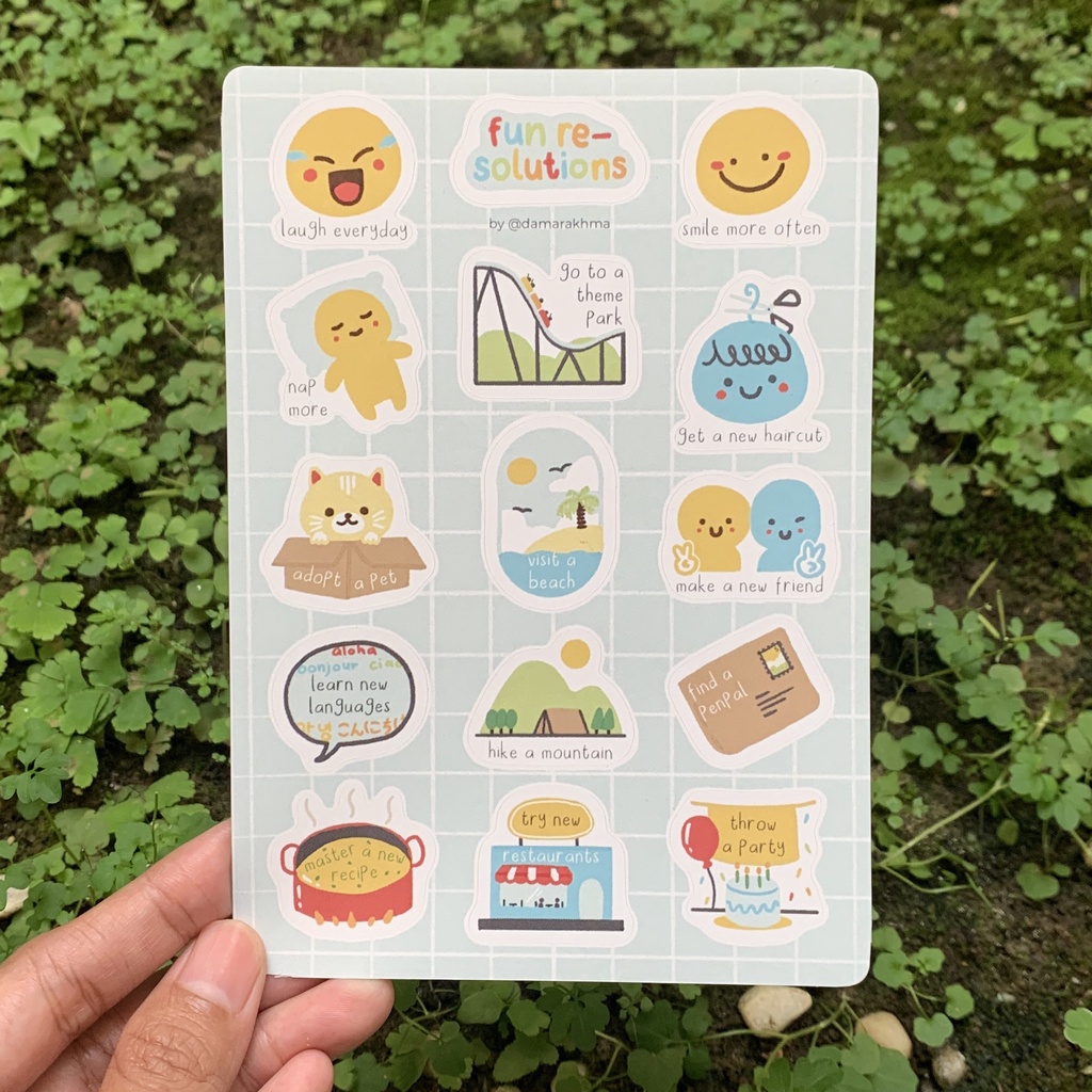 

Fun Resolutions Journal Sticker Sheet - Sticker Resolusi Tahun Baru by damarakhma