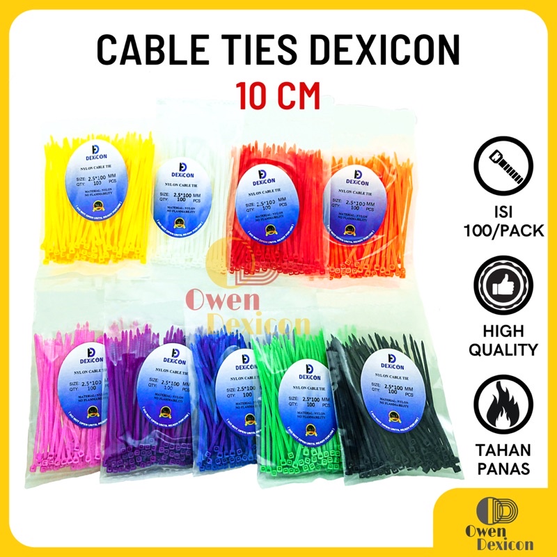 

Cable Ties 10cm Dexicon 2,5mm x 100mm/ Kabel Tie Tis Murah Kuat/ Kabel Pengikat/Warna Warni/ isi 100