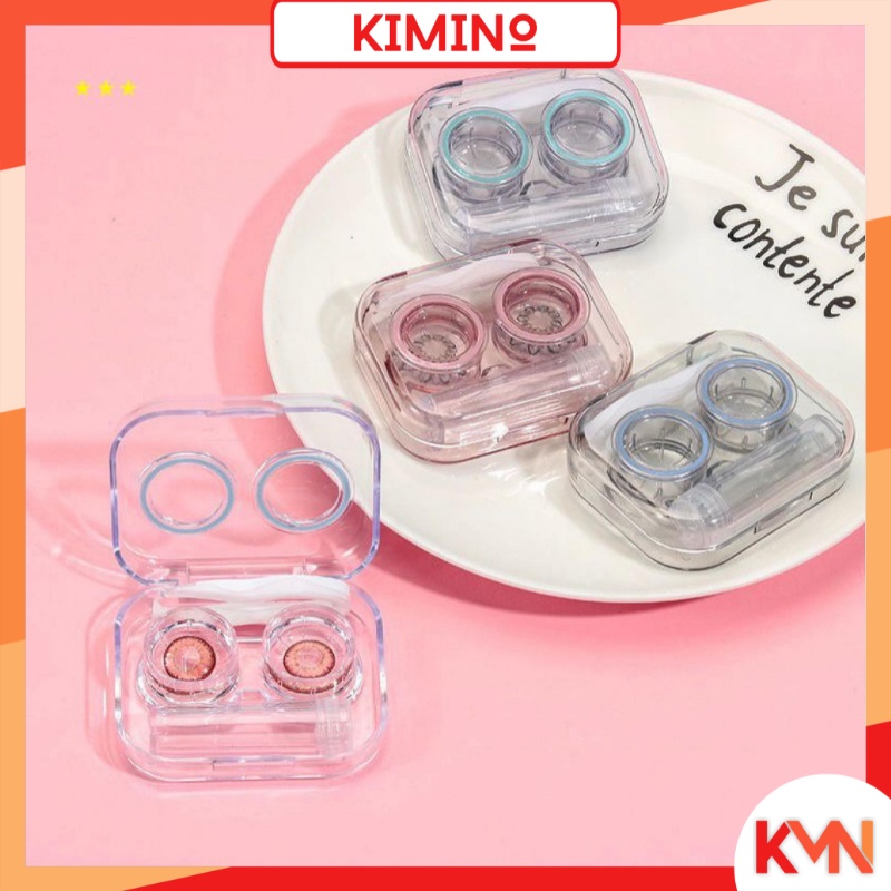 KMN Softlens Case Bening Plastik Tempat Kontak Lensa + Jepitan + Tongkat + Botol Tempat Softlens Bening Case Softlen Set Tempat Kotak Lensa Mata