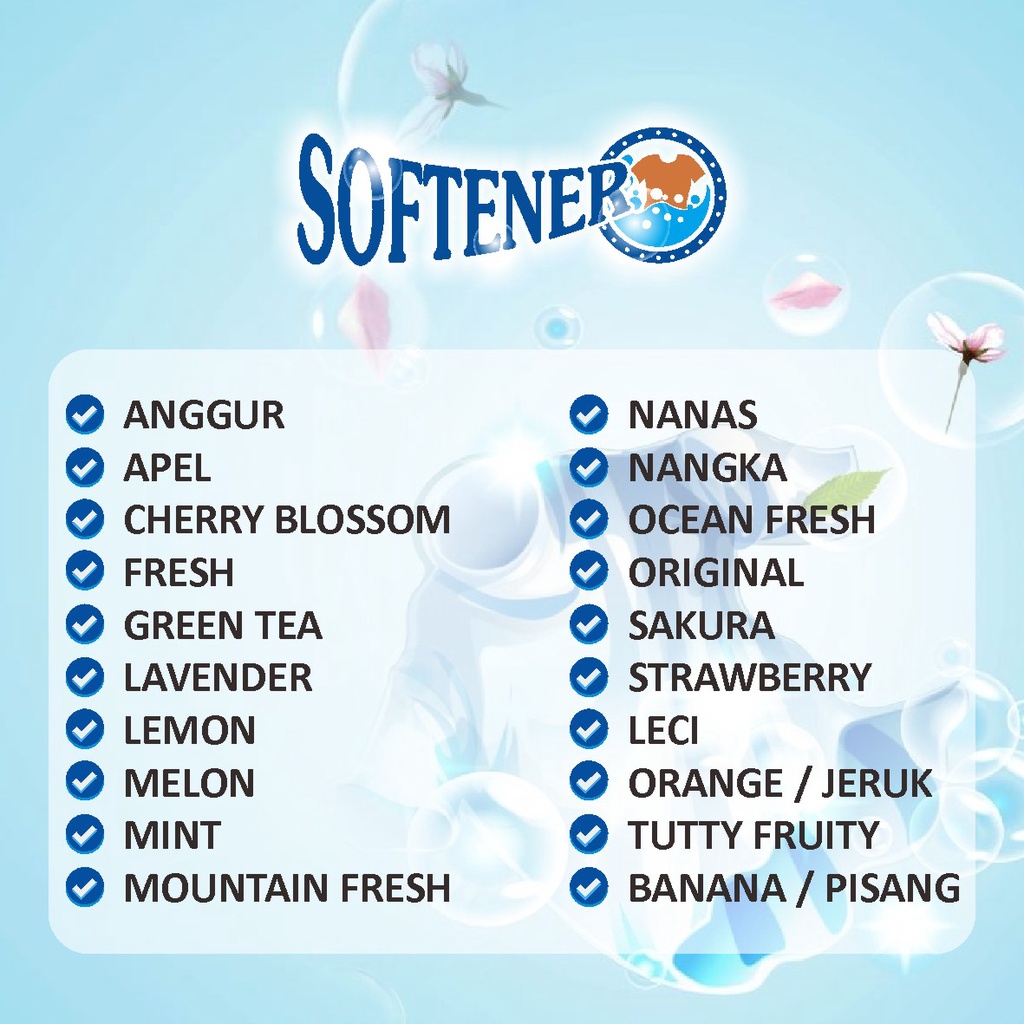 Softerner Pelembut dan Pewangi Pakaian Aroma Parfum EDT Anti Apek Kemasan 1 LIter Jerigen