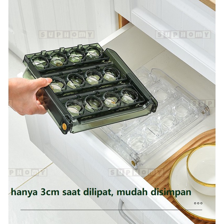 3 Tier Egg Holder Egg Storage Box Organizer/Rak Telur 3 Layers Egg Box/Kotak Penyimpanan Telur Rak Serbaguna 24 Lubang