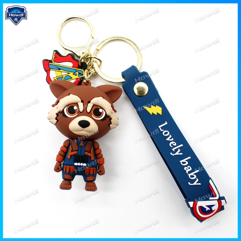 Gantungan Kunci Avenger Alliance Groot Tree Man Raccoon Keychain Animasi Liontin Gantungan Kunci Mobil