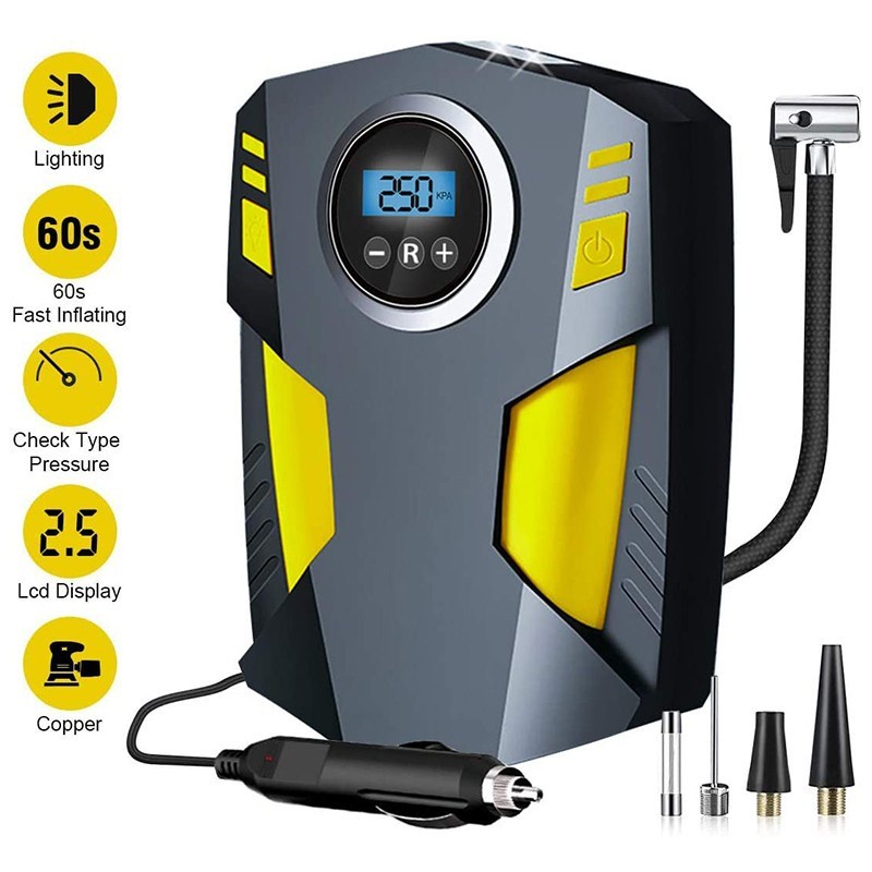 Pompa Ban Mobil Sepeda Motor Elektrik Portable Serbaguna 12V INFLATOR