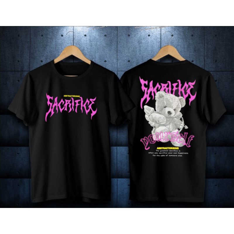 Baju kaos distro beruang sacrifice pria keren kekinian / kaos beruang / baju beruang / baju kaos bea