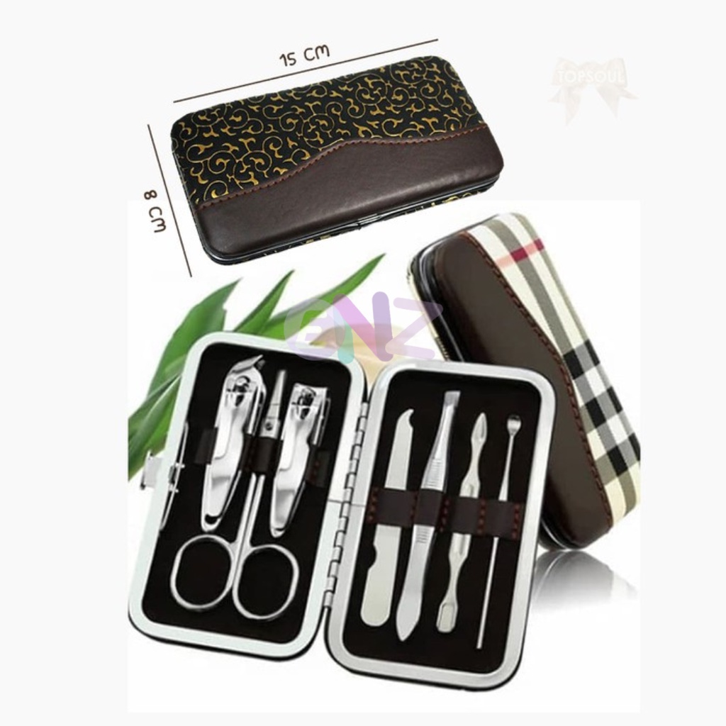 ENZ ® Menicure Pedicure set 7in1 / Dompet Paket Pembersih Kuku Pinset Gunting Korek Kuping 1247