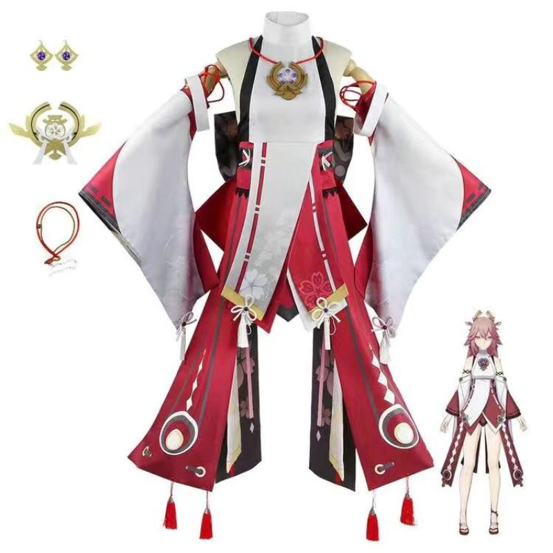 [MikanHiro Store] Costume Genshin impact Cosplay Yae Miko Guuji Fullset