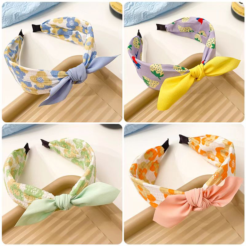 (Hello Girl)B19 Bando Anak Model Simpul Motif Strawbery Gaya Korea Import