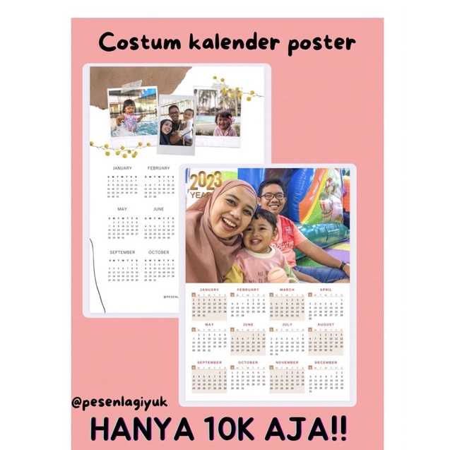 

Kalender Costum Foto Font Aesthetic bisa Request tanggal Ultah sendiri