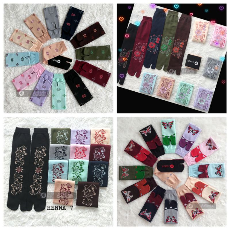 12 Pasang kaoskaki jempol nilon mix warna&amp;motif