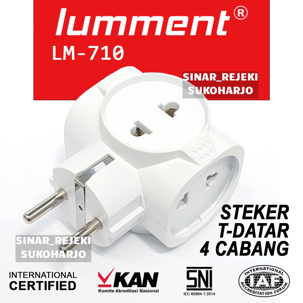 Lumment T Datar 4 Lubang SNI Colokan Listrik Steker T Datar 4 Lubang + Switch ON OFF