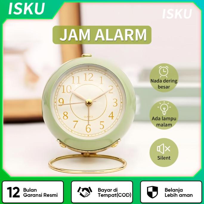 ISKU Quartz Vintage Alarm Clock Aesthetic Korean Style Jam Weker Premi