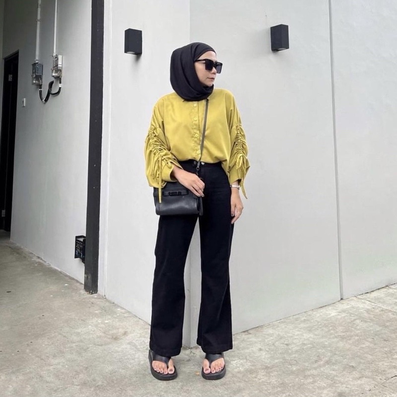 Kemeja Oversize Top Blouse Serut Fit To XXL