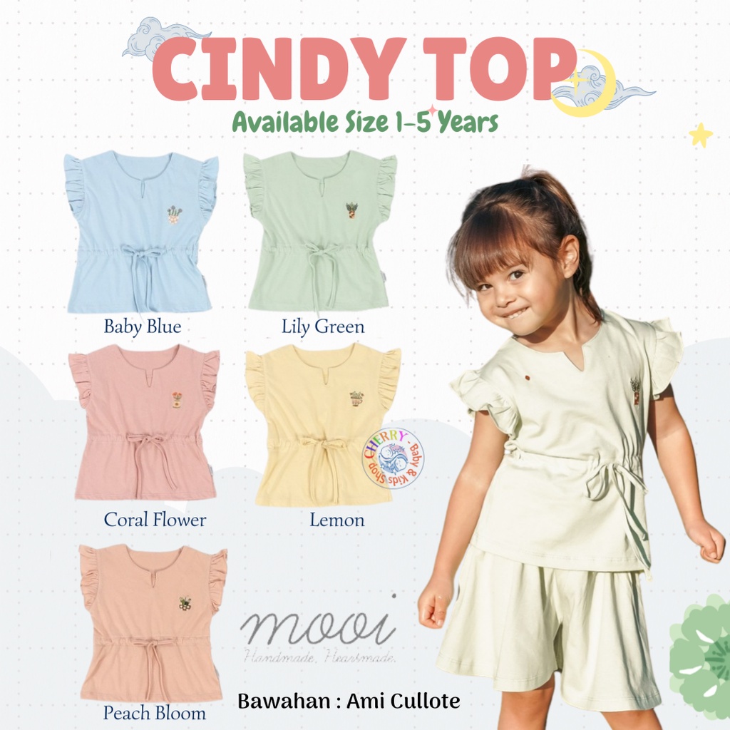 Mooi Cindy Top 1-5 Tahun Atasan Serut Fashion Anak Perempuan CBKS S23