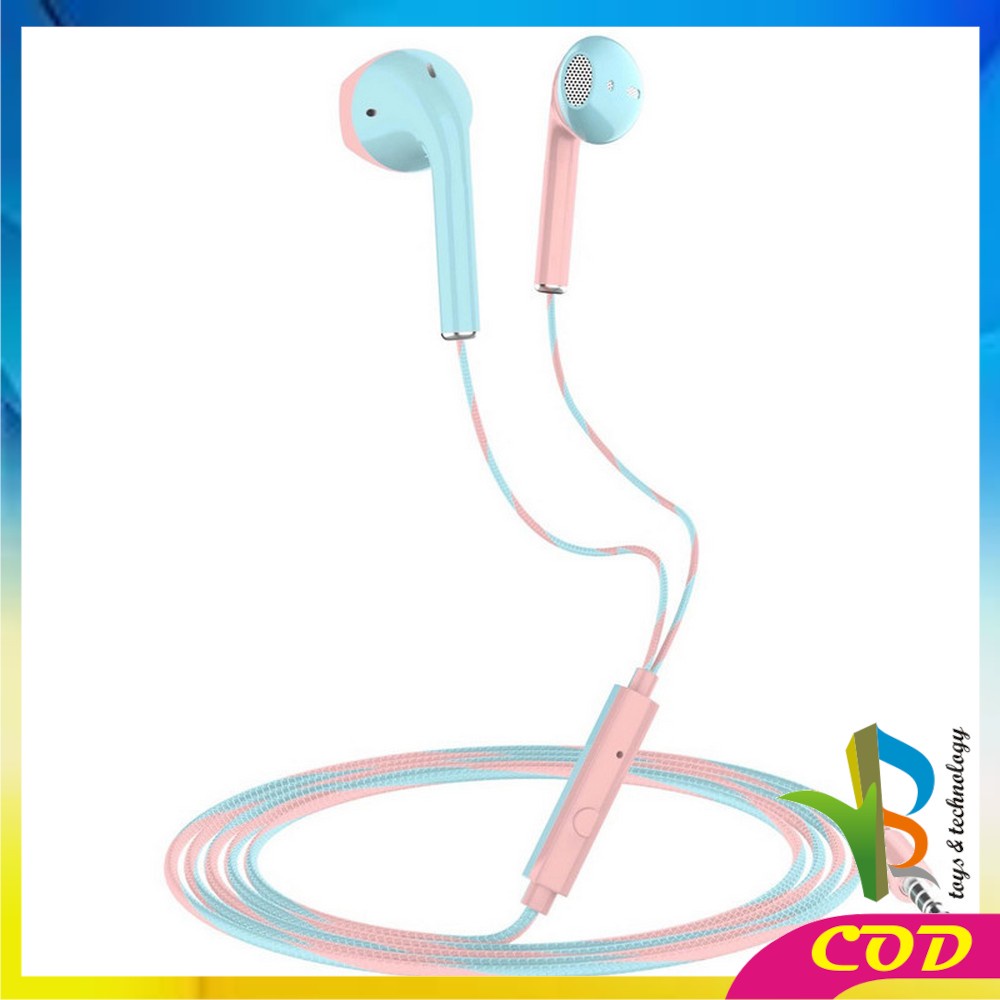 RB-C517 Headset Macaron Earphone Dua Warna Handsfree Musik U24 Macaron Superbass Hedset Musik Extra Bass