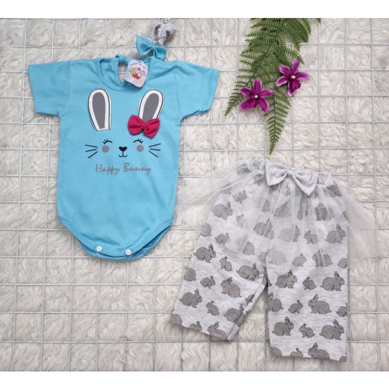 baju bayi perempuan Set tutu jumper Little bunny