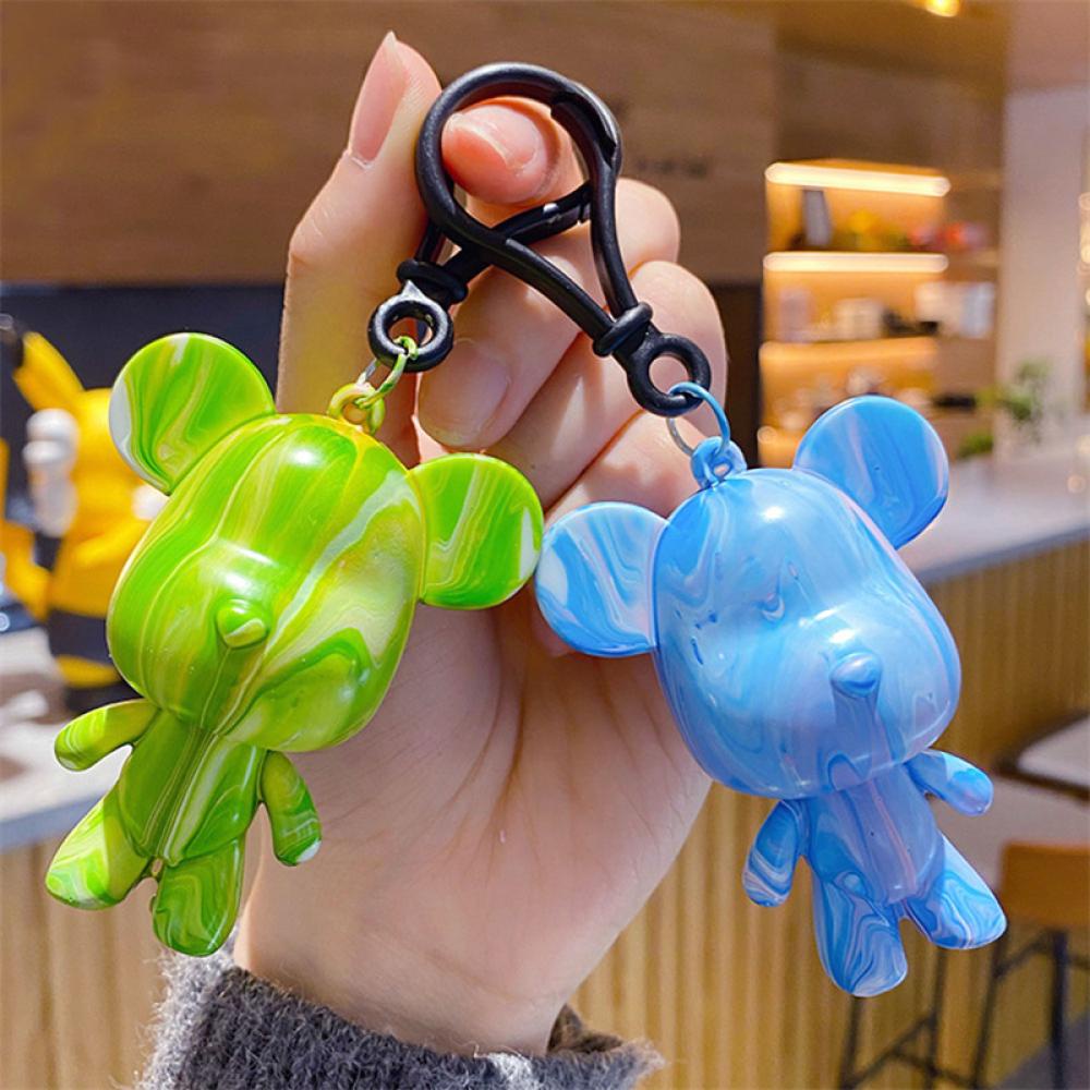 Timekey 5-7 cm Putih Embrio Graffiti Bear Set Handmade DIY Graffiti Keychain Manual Mainan Orang Tua-Anak Natal Tahun Baru Graffiti Mainan N6Y1