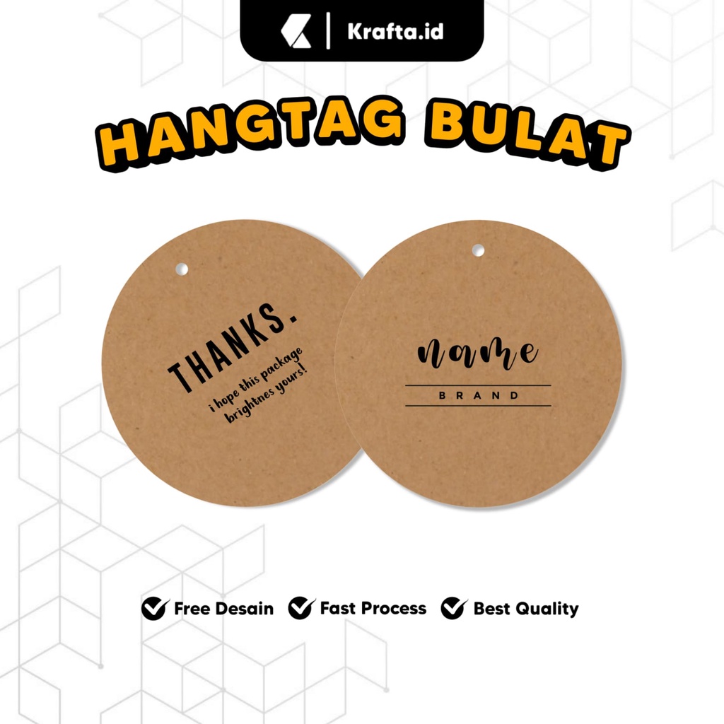 

Label Hang Tag Bulat Premium Custom Rustic - Kertas Kraft 280 gsm