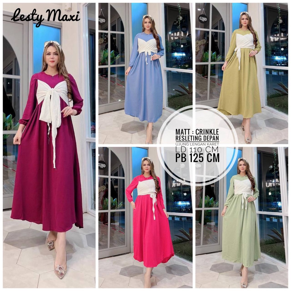 DRESS LESTI MAXI LD 110 / DRESS PANJANG LESTI LD 110