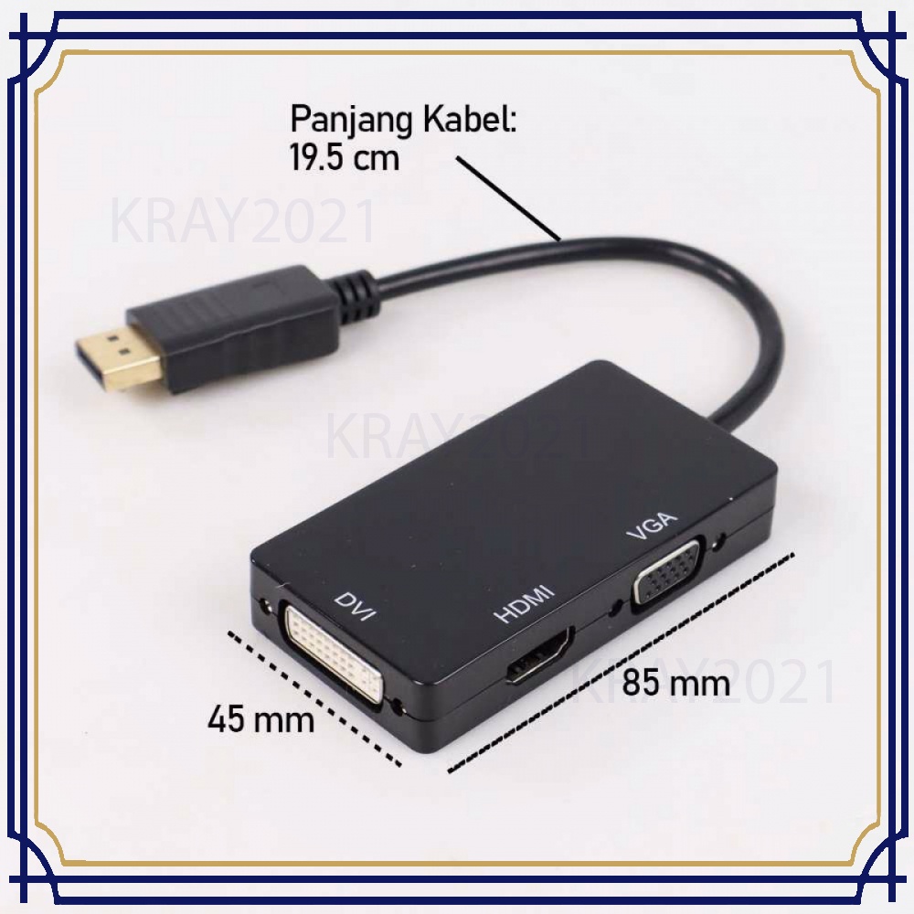 Adaptor Converter DisplayPort to HDMI VGA DVI -CV992