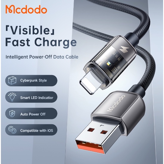 MCDODO CA3140 Cable Iphone USB to Lightning Led Auto Power Off 3A - 3140 AUTO 1.2M