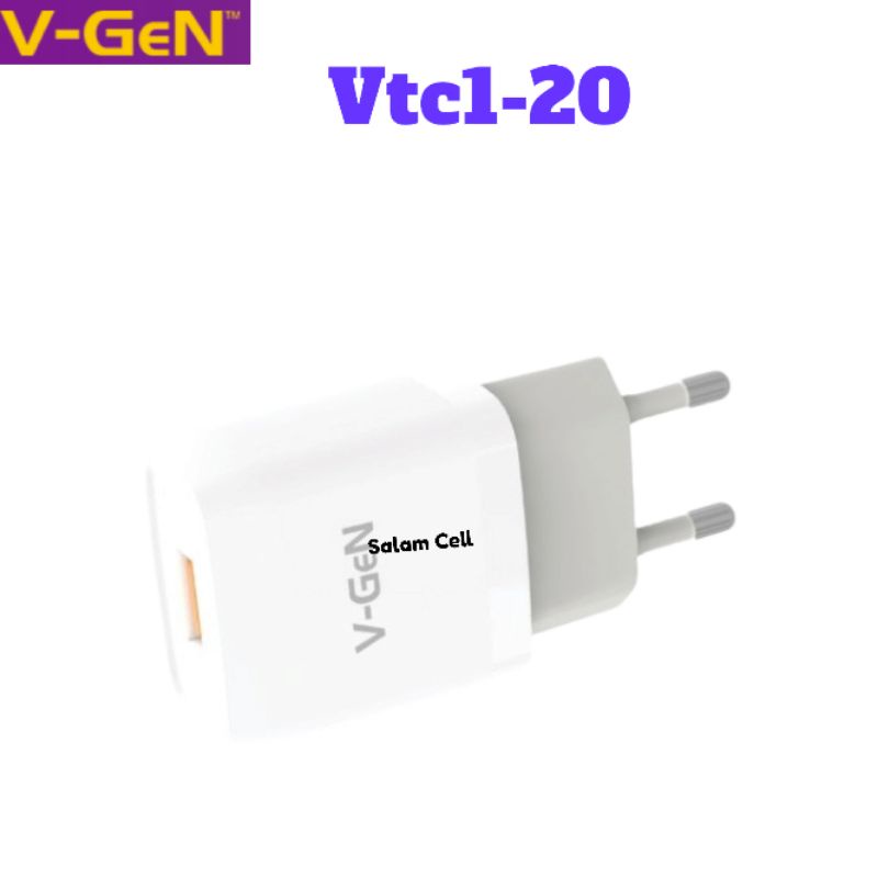 Charger V-GeN Vtc1-20 Cocok Untuk Semua Type Hp Original Vgen Garansi Resmi