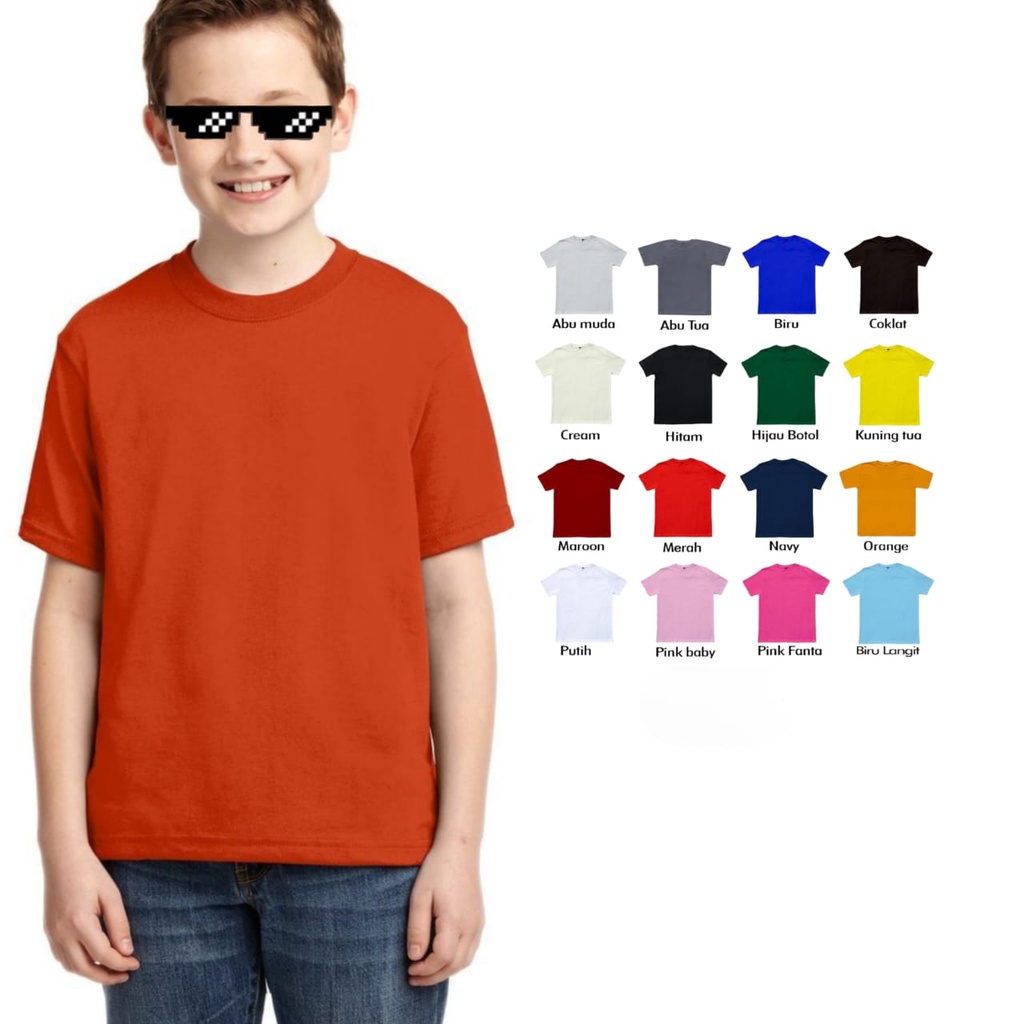 T-SHIRT KAOS BAJU ANAK UNISEX POLOS ADEM HALUS UNTUK ANAK ANAK 2-10 TAHUN BISA COD