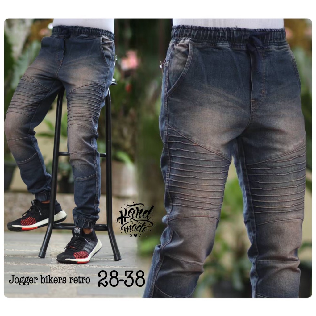 CELANA JEANS JOGGER BIKERS / JOGGER JEANS PRIA ORIGINAL UKURAN 28-38