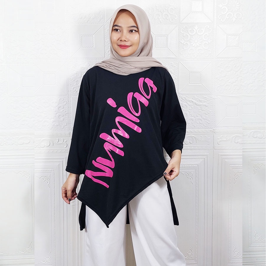 NUMIAA TOP OVERSIZE KAOS BLOUSE WANITA CARLINA