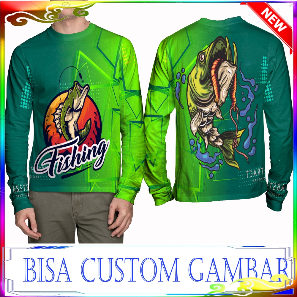 Kaos MANCING IKAN FISHING HIJAU Jual Kaos Terkeren 3D Pul Print Pria/Wanita/Anak/Jaket/Hudie COD Ter