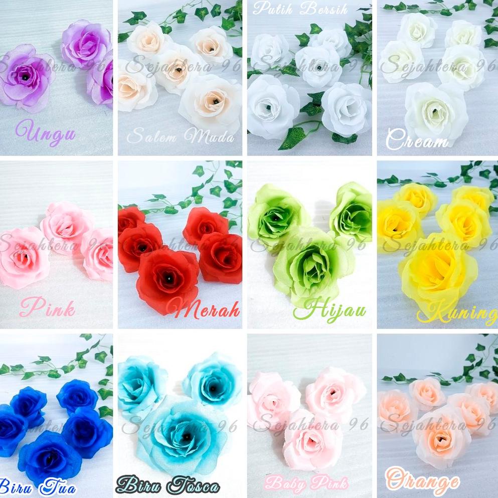 ぬ 100 PCS Kuntuman Mawar Artificial - Kuntum Kepala Rose Jepang/bunga dekorasi import/TEAROSE/KUNTUM
