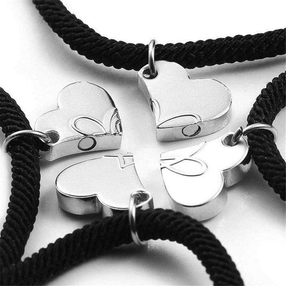 4 Pcs/set Pasangan Sahabat Magnet Four-leaf Clover pendant Gelang Wanita Pria Perhiasan Hadiah