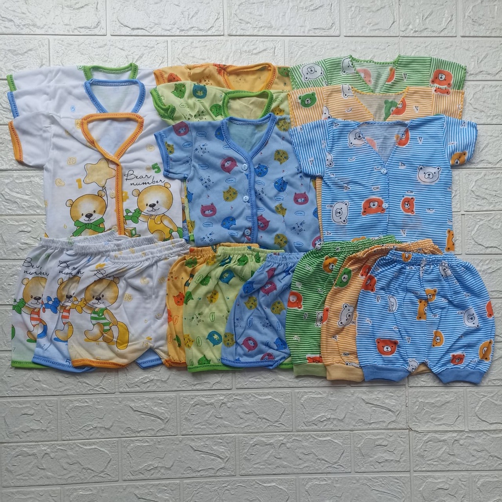 18 Pcs Paket baju bayi newborn lengan pendek celana pendek setelan baju bayi murah paket lahiran