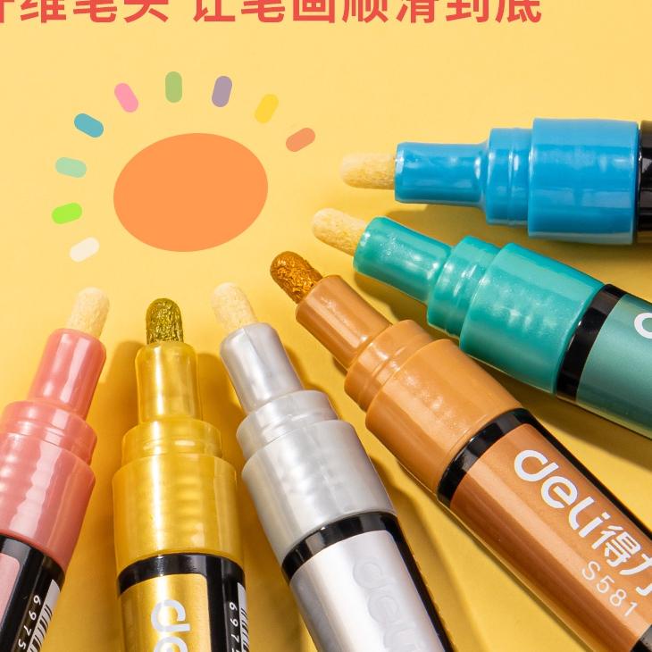 

FRESHH Deli Acrylic Marker / Spidol Akrilik Papan Tulis / Kaca 6 Warna Pastel atau Metalik Anti Air S58X SF5^