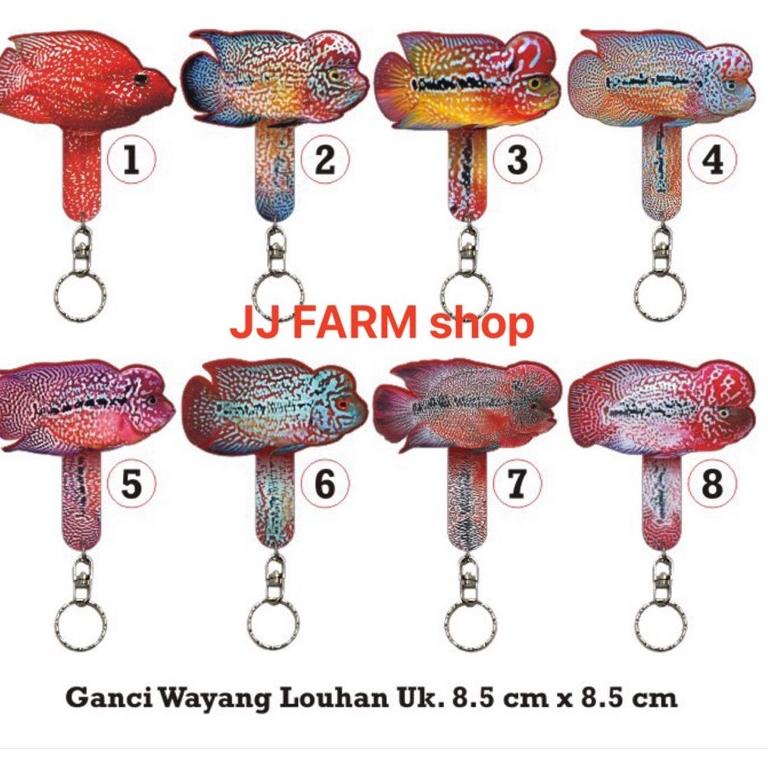 wayang louhan full aclyric tebal gantungan kunci ukuran sedang ikan louhan wayang parot [PHL.10De22y