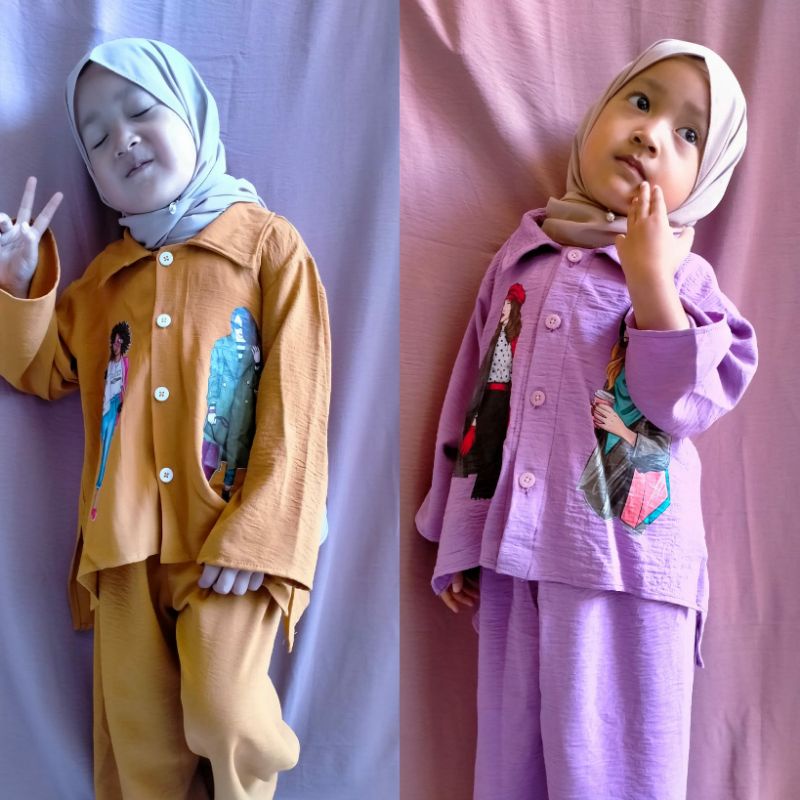 (COD) SETELAN BAJU ANAK / SET KRINKEL USIA 2-7 TAHUN (PILIH WARNA)