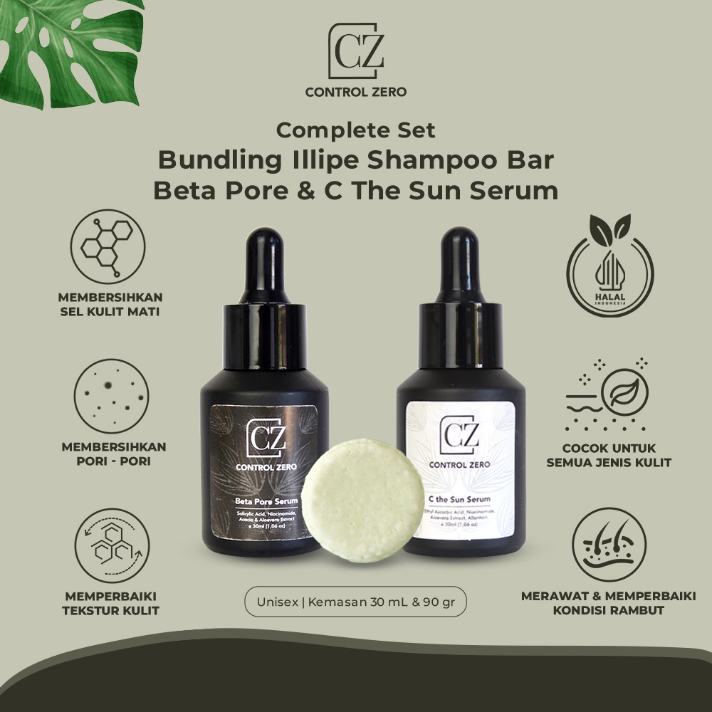 [Bundling] Control Zero (Illipe, Beta Pore, C The Sun Serum) 30ml & 90g Paket Instant Glowing Bright