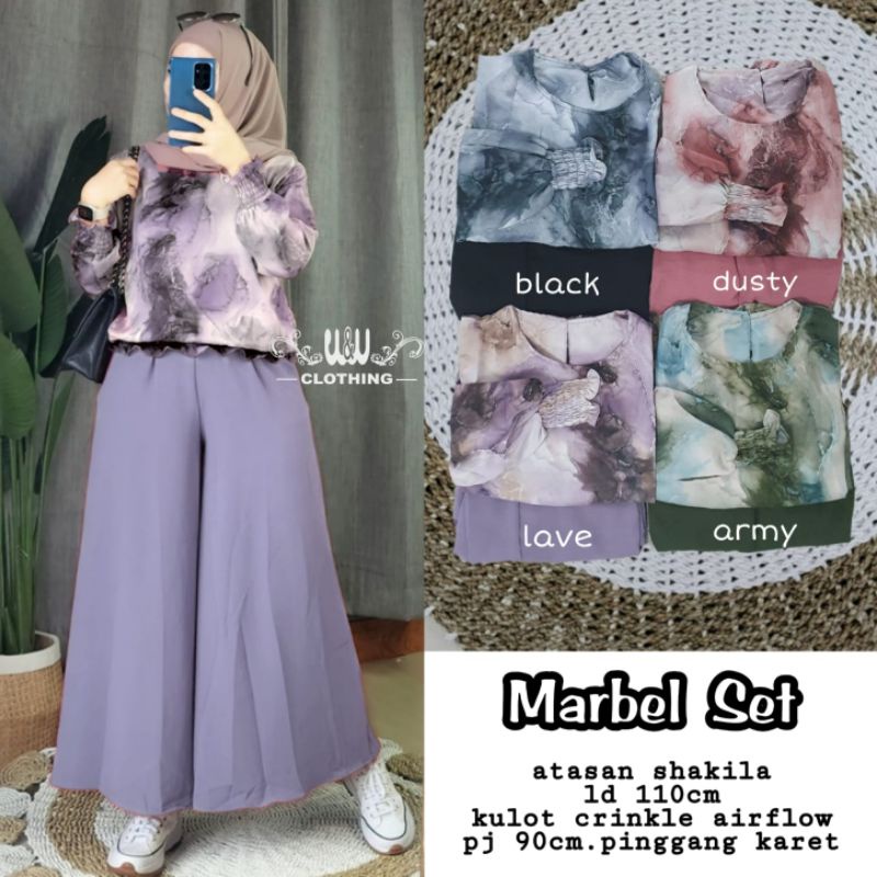 Marbel Set Ori W&W Setelan Atasan Shakila Dan Kulot